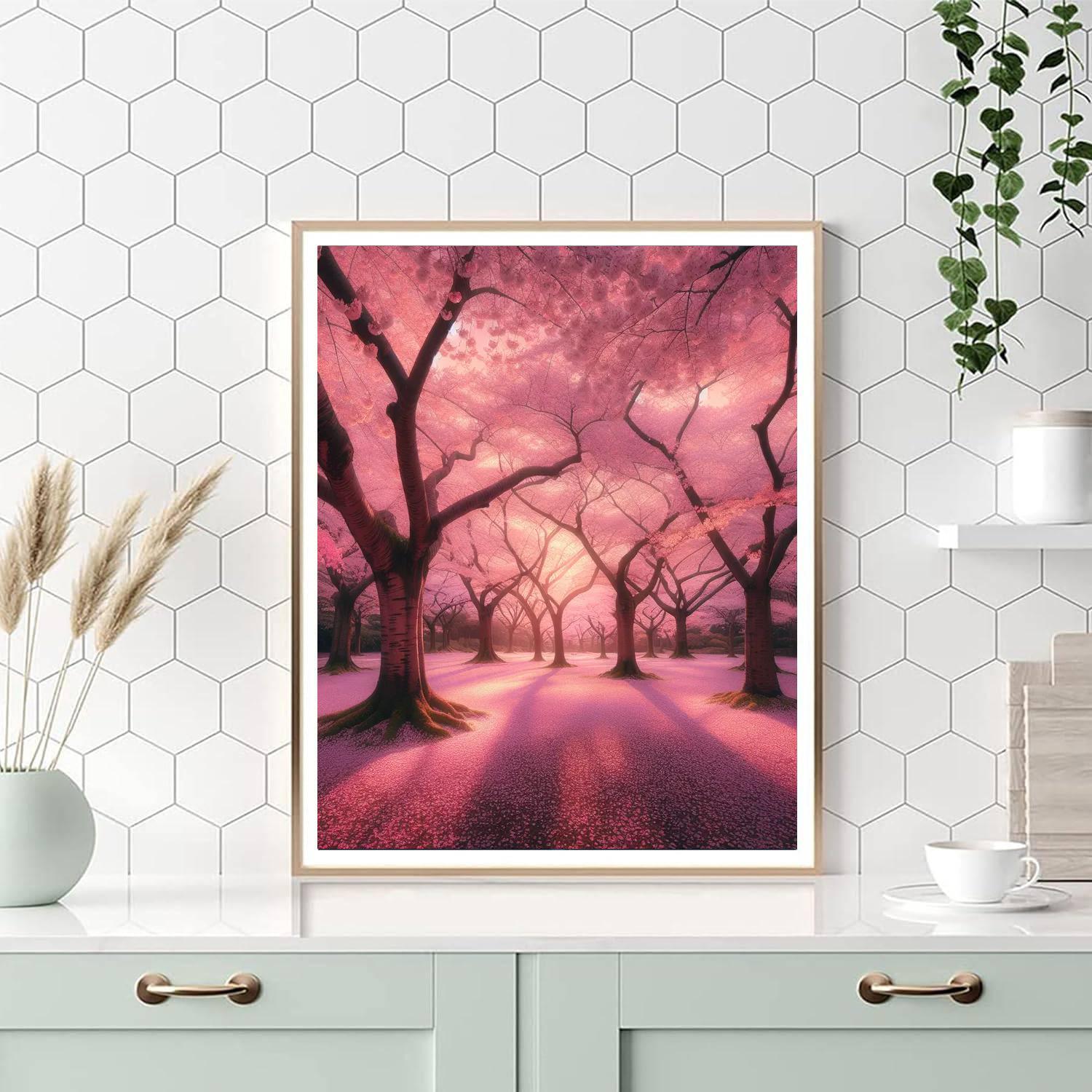 Delicate Cherry Blossom Grove Numbered Painting Kits