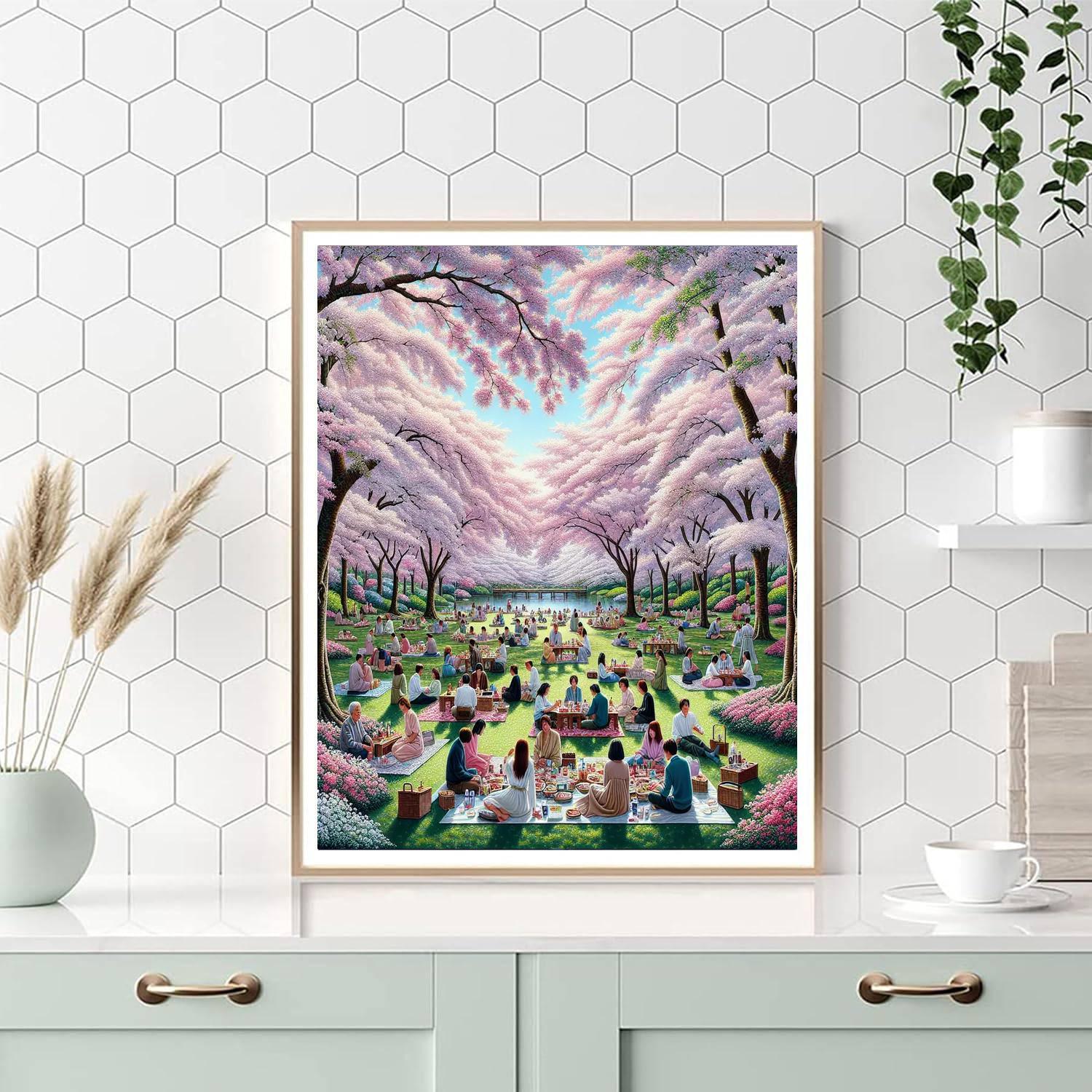 Hanami Cherry Blossom Viewing - Japan Painting Number Kit