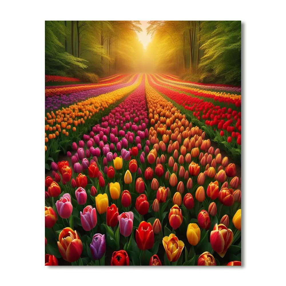 Elegant Tulip Garden Numbered Painting Kits