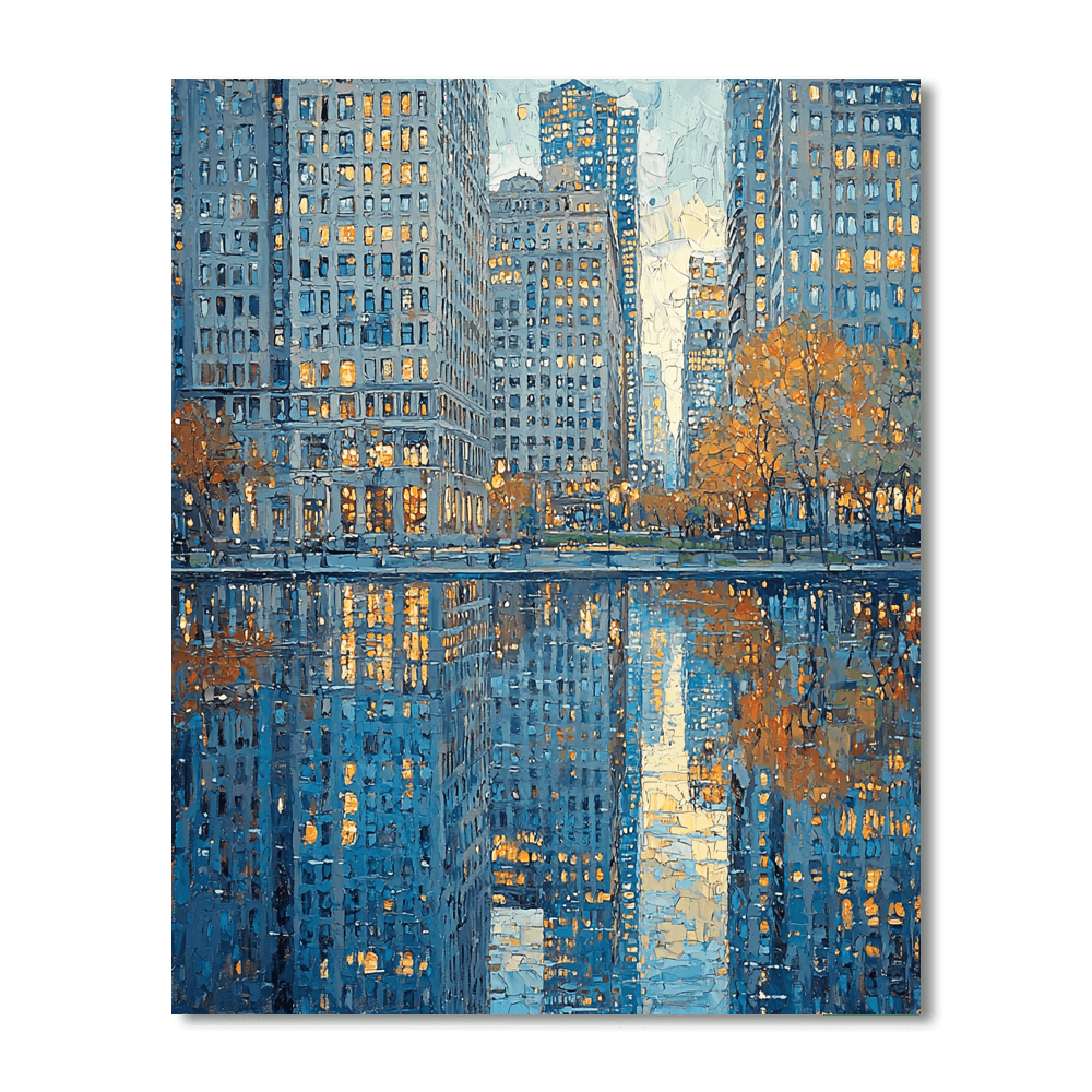 Hopper Inspired Timeless City Reflections  Painting By Numbers Kit