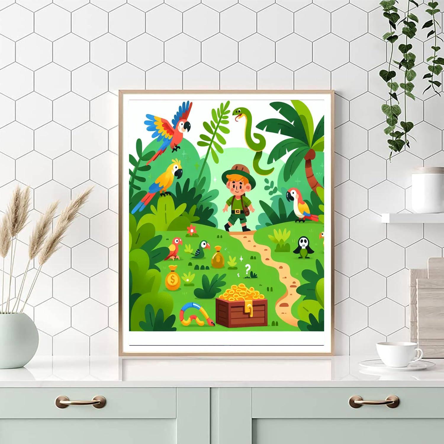 Treasure Hunter's Jungle Adventure Painting Number Kit