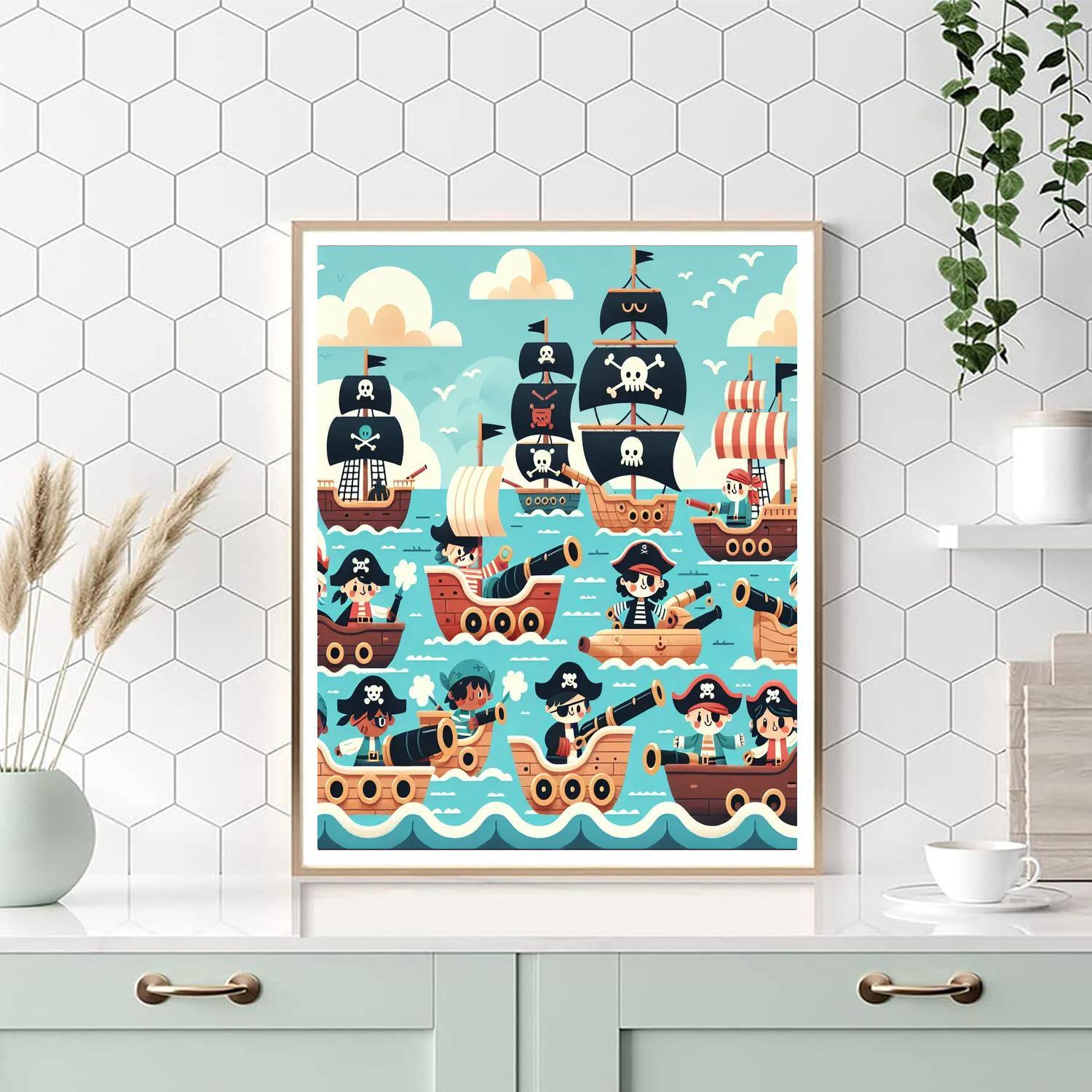Pirate Ship Battle Numbered Painting Kits