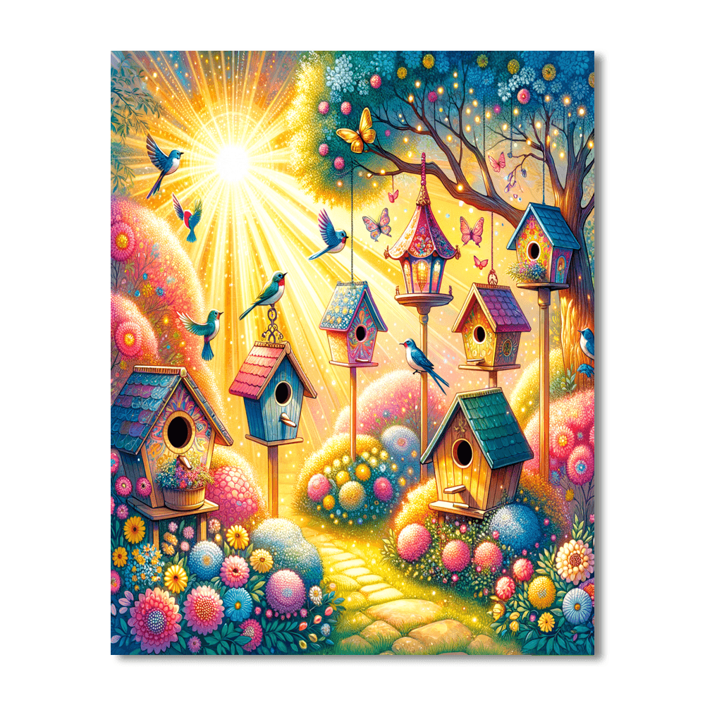 Lovely Birdhouses In Bloom Numbered Painting Kits