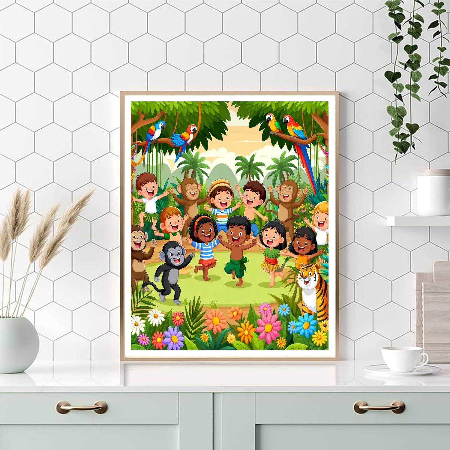 Jubilant Jungle Celebration Painting By Numbers Kit