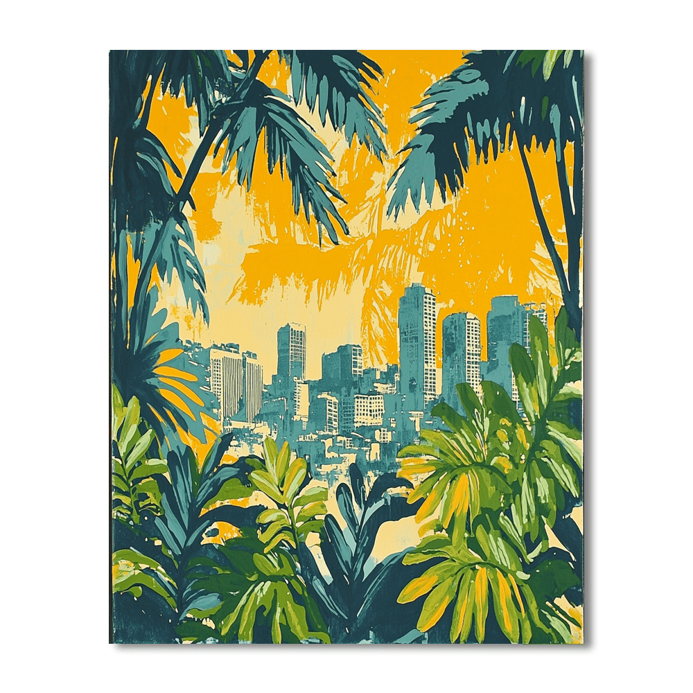 Contemporary Street Art Inspired Inspired Tropical Urban Oasis  Paint By Number