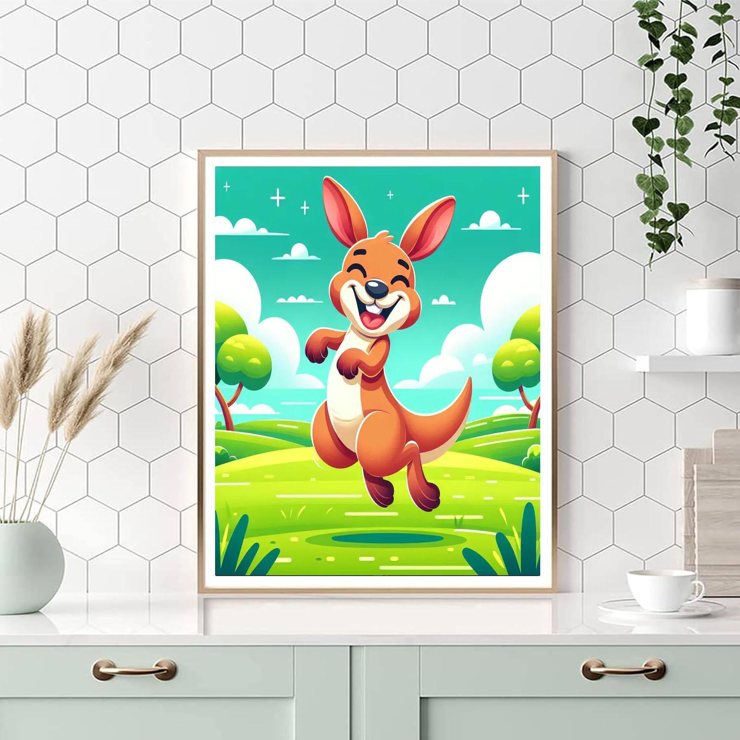 Energetic Kangaroo Painting By Numbers Kit