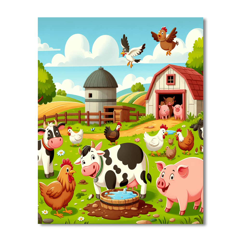Whimsical Farm Fun Paint By Numbers Art