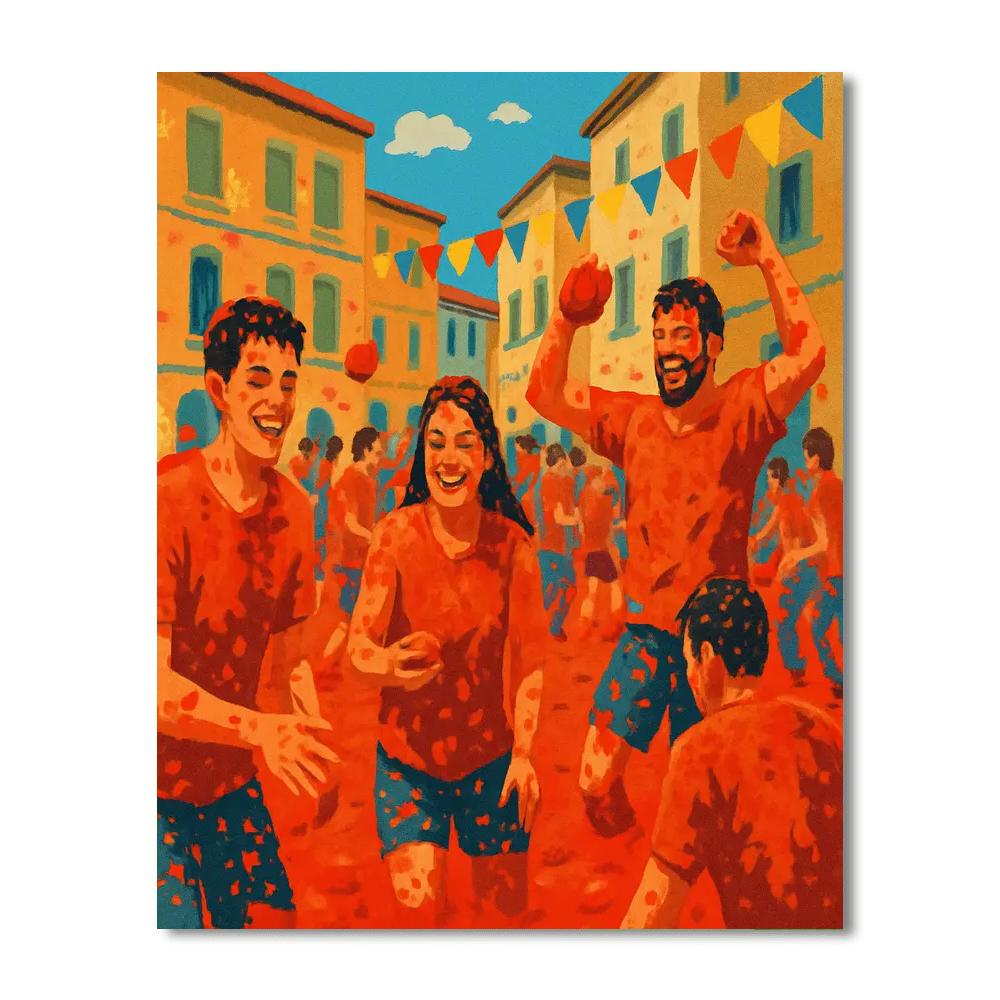 Tomatina Tomato Festival - Spain DIY Paint By Numbers