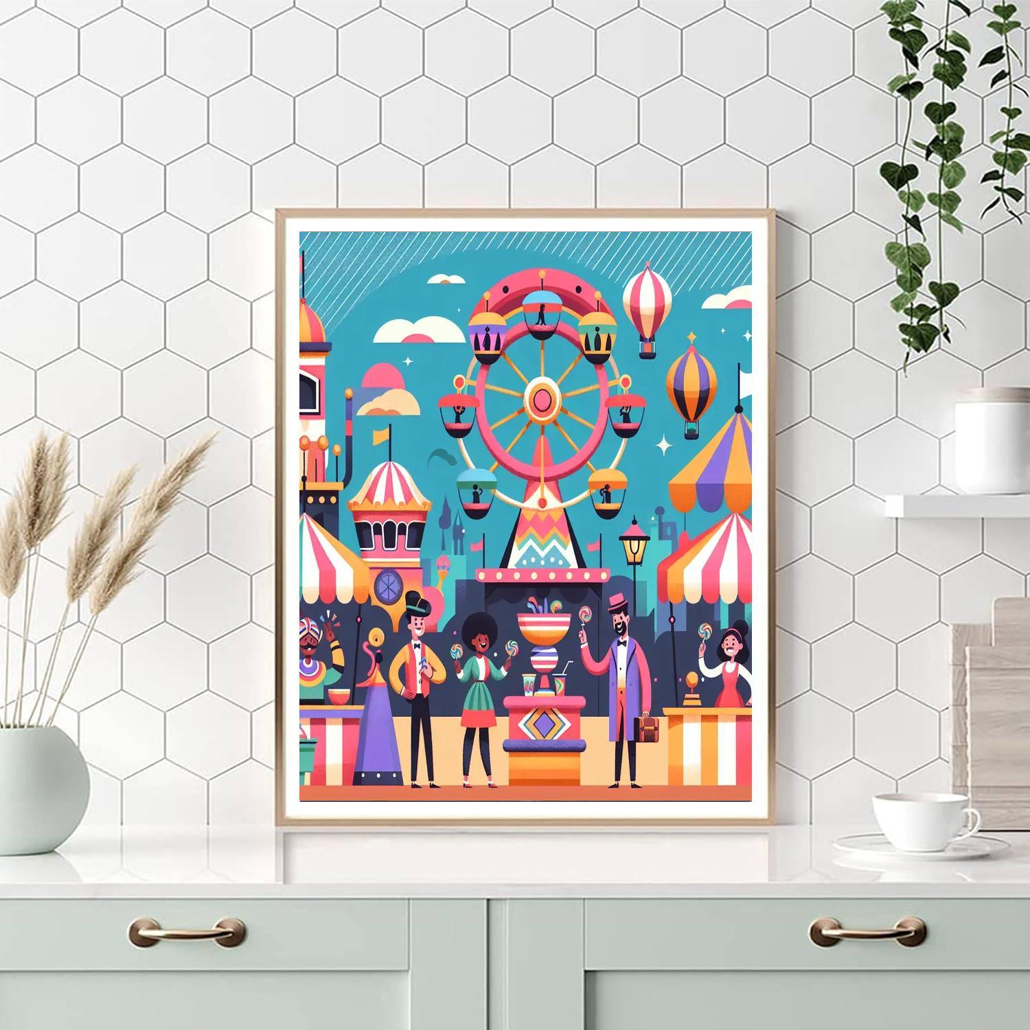 Whimsical Fairground Number Painting