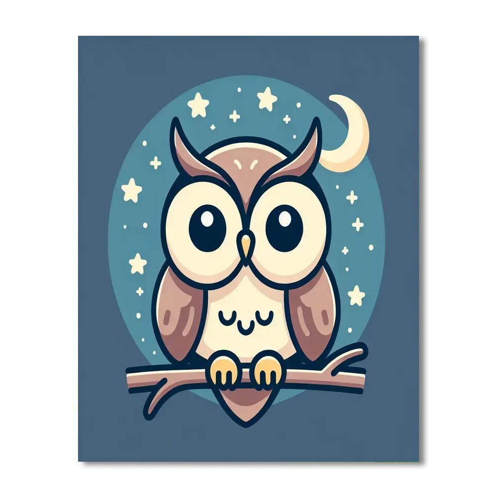 Starlit Night Owl Dream Painting Number Kit