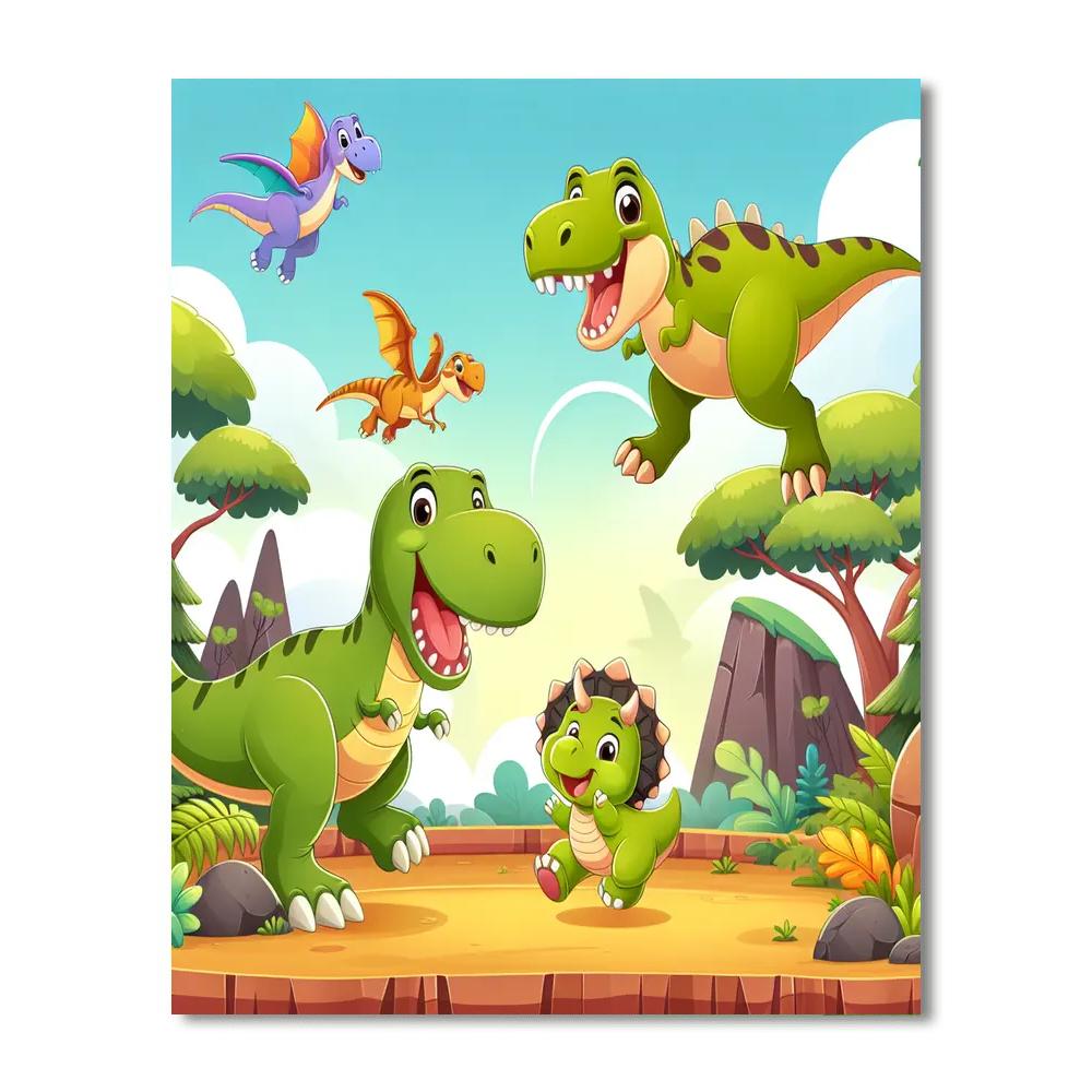 Adventurous Dinosaur Friends Numbered Painting Kits