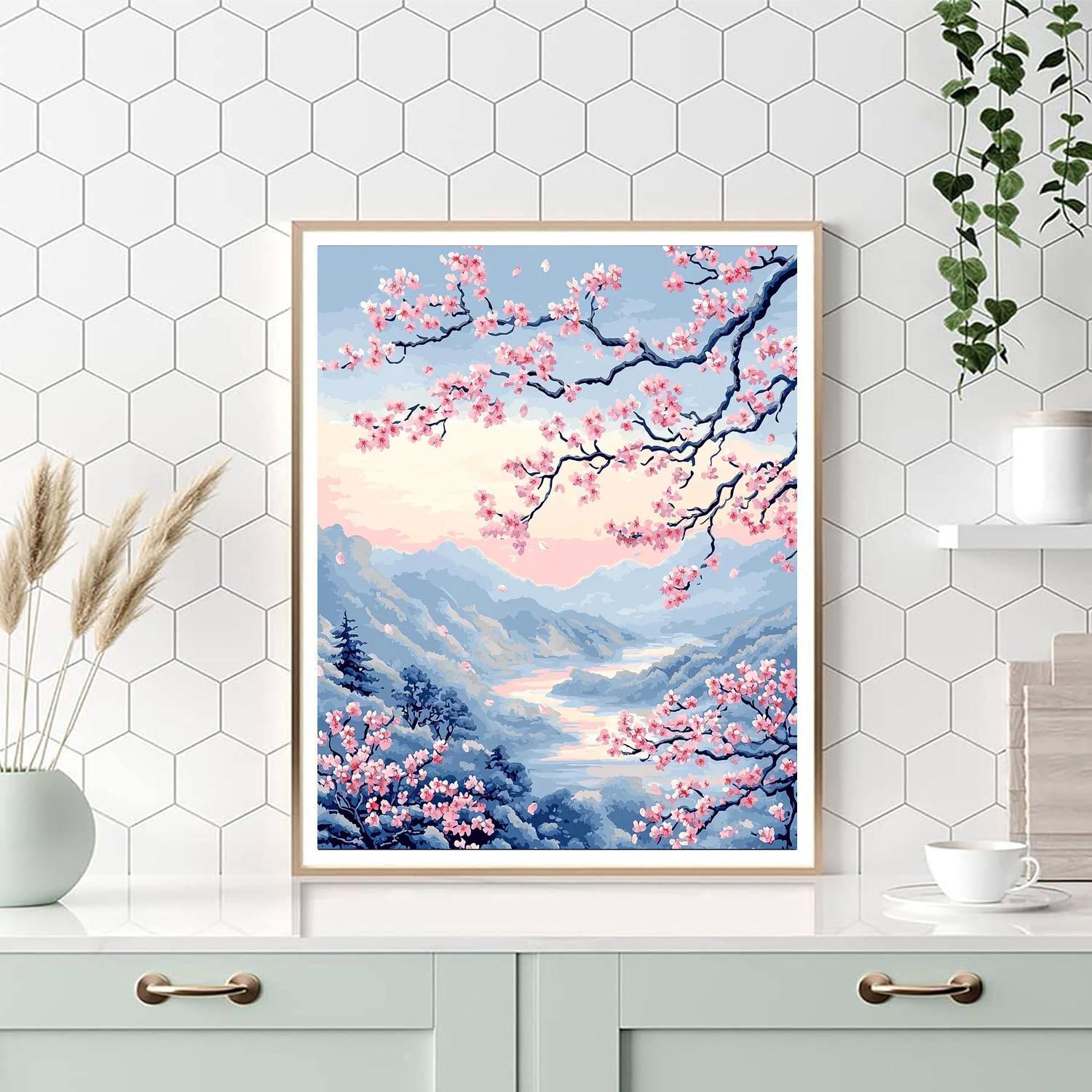 Utagawa Hiroshige Inspired Whispers Of The Cherry Blossom  Number Painting