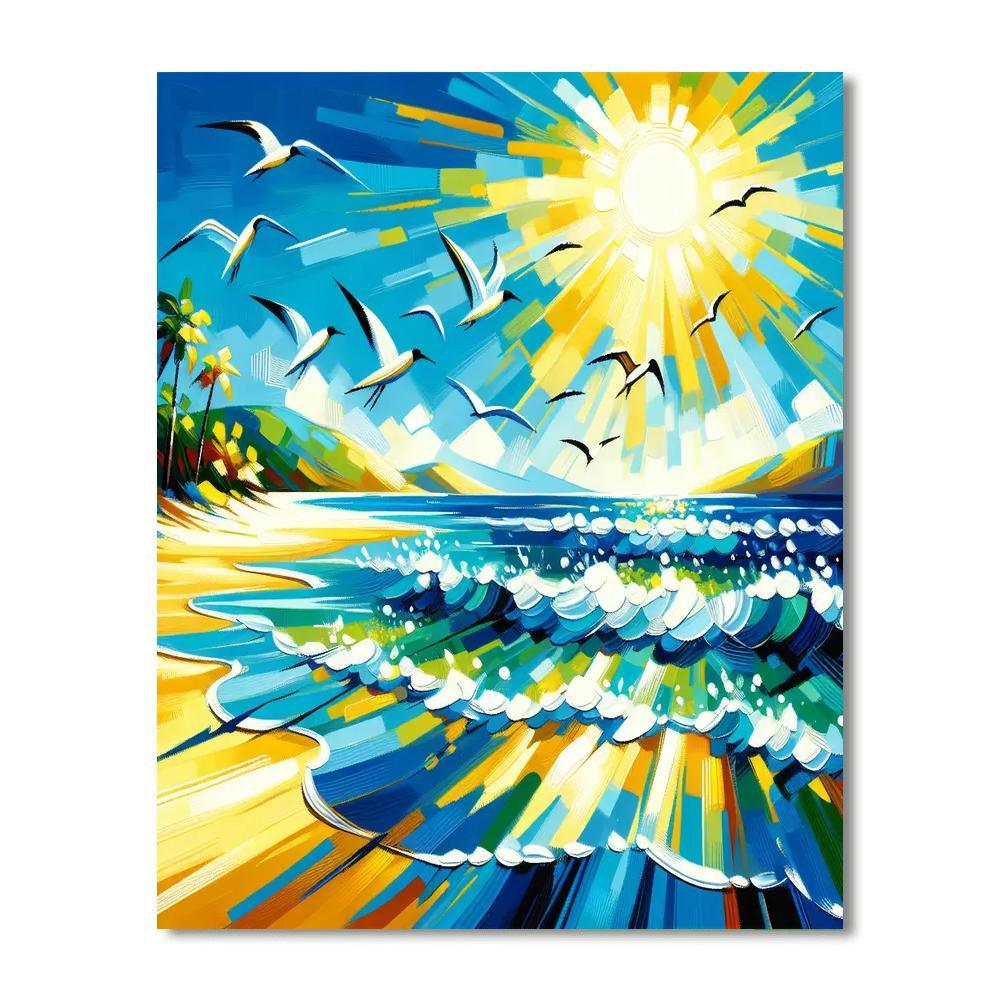 Sunny Coastal Paradise Paint By Numbers Art