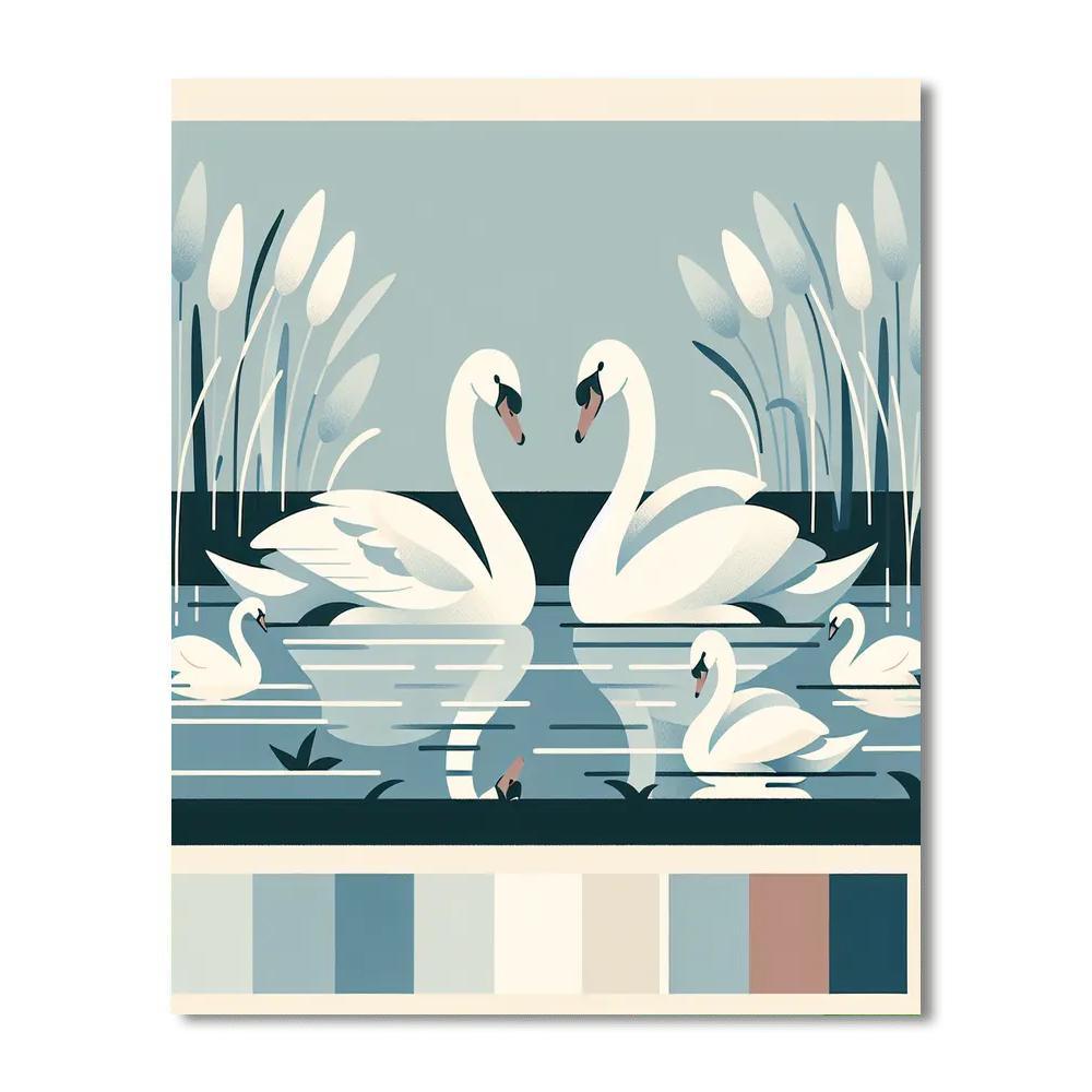 Singing Swans Paint By Numbers Art