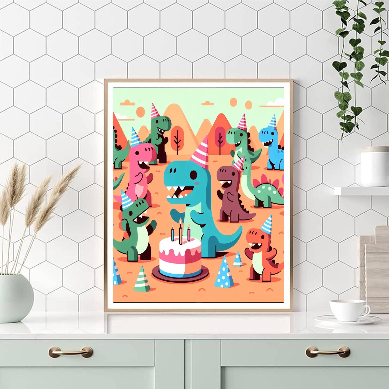 Dinosaurs' Birthday Bash Paint By Numbers