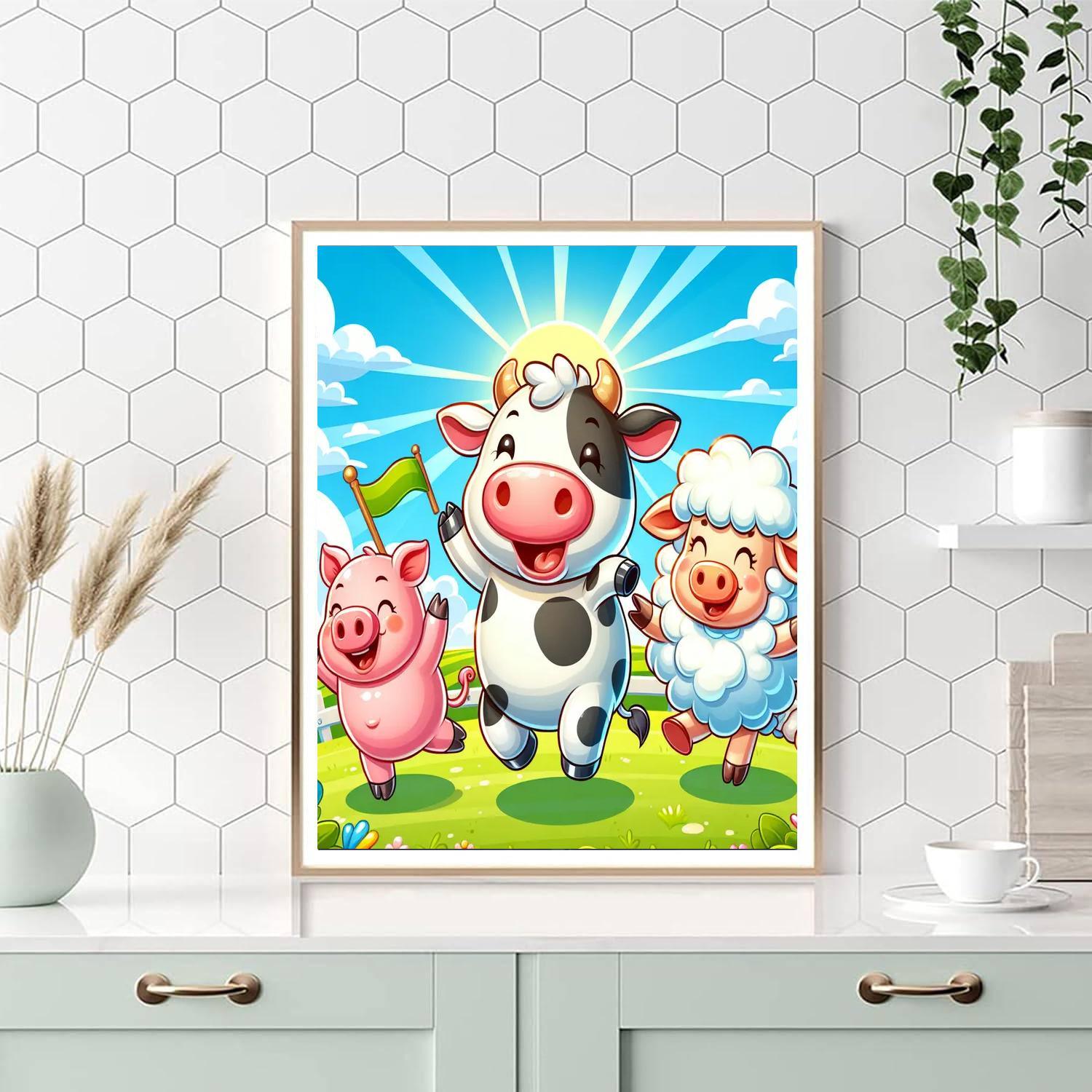 Cute Farm Animal Parade Paint By Color