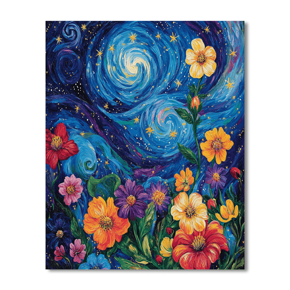 Vincent Van Gogh Inspired Cosmic Bloom Paint By Color