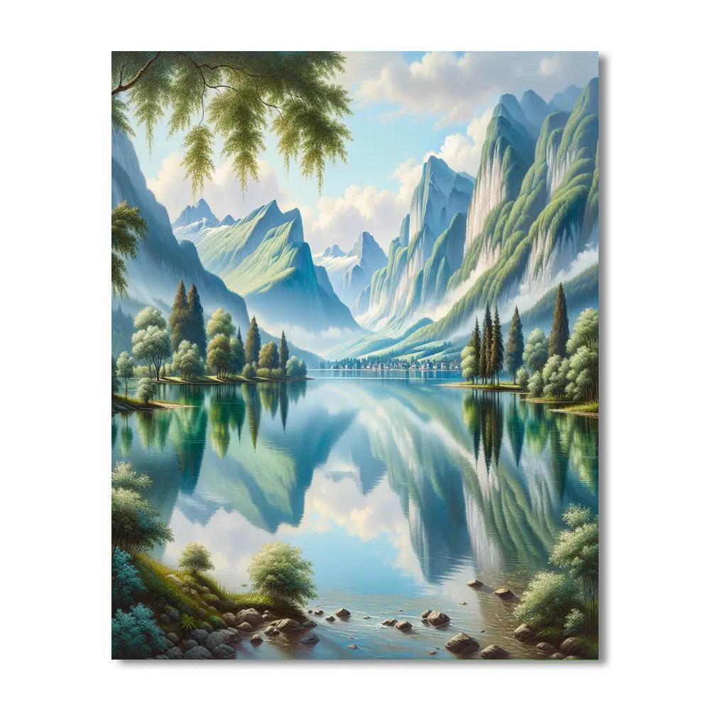 Serene Lakeside Reflections DIY Paint By Numbers