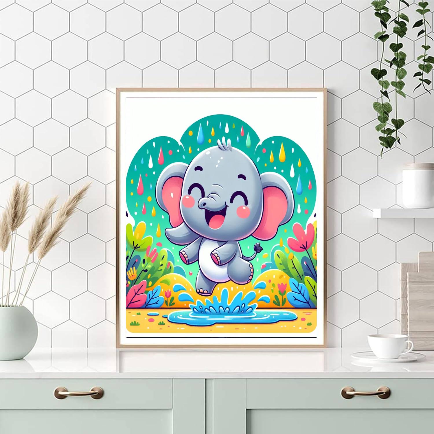 Bubbly Baby Elephant Numbered Painting Kits