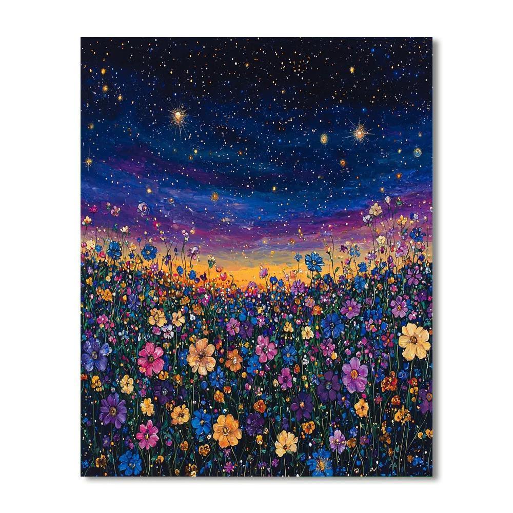 Salvador Dali Inspired Celestial Flower Fields  Number Painting