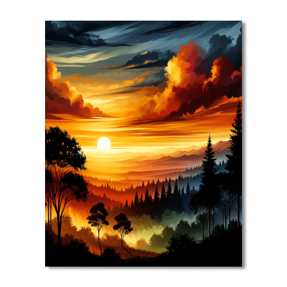 Radiant Sunset Silhouette Paint By Number