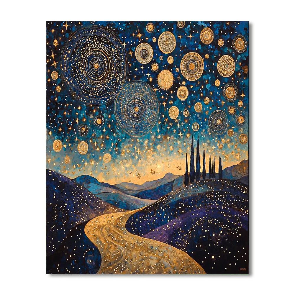 Gustav Klimt Inspired Serenade Of The Cosmos  Paint By Numbers Kits