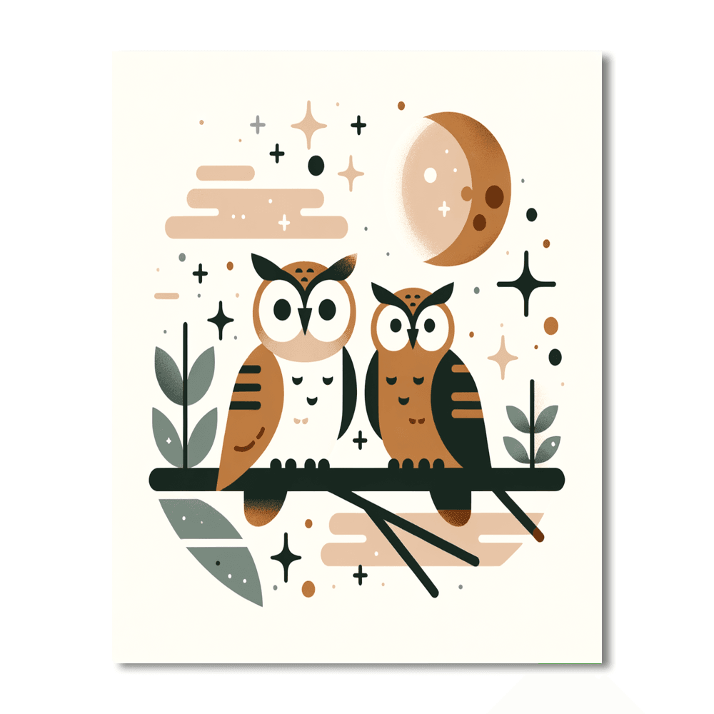 Cozy Night With Owls Paint By Numbers