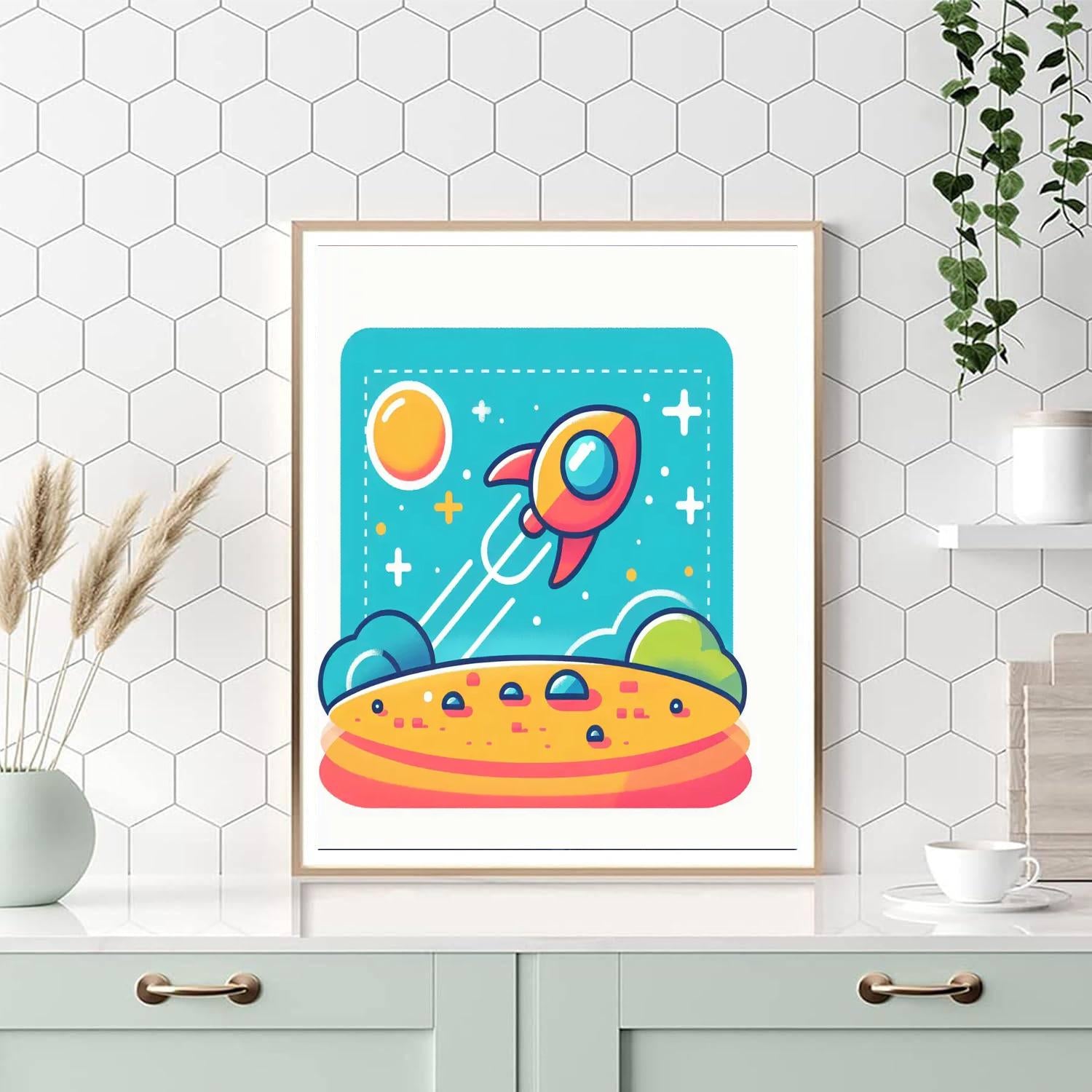 Friendly Spaceship Landing Painting By Numbers Kit