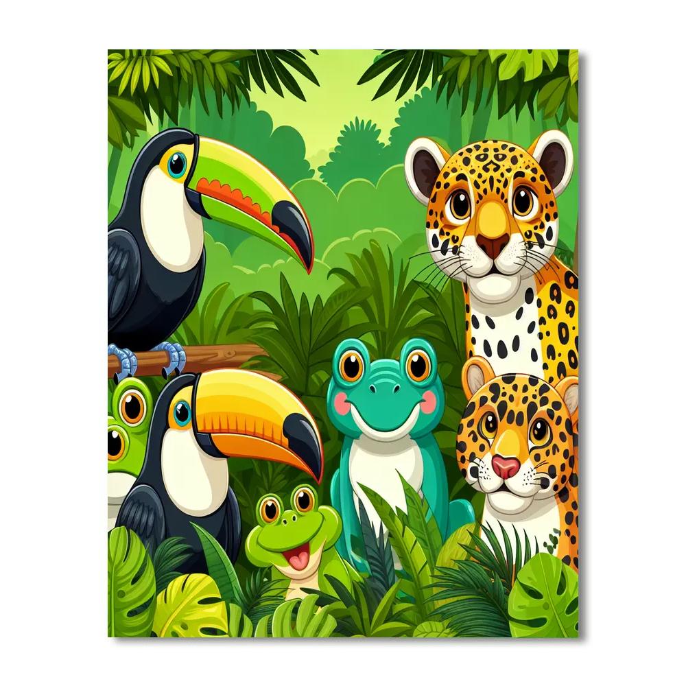 Rainforest Animal Reunion Paint By Numbers Art