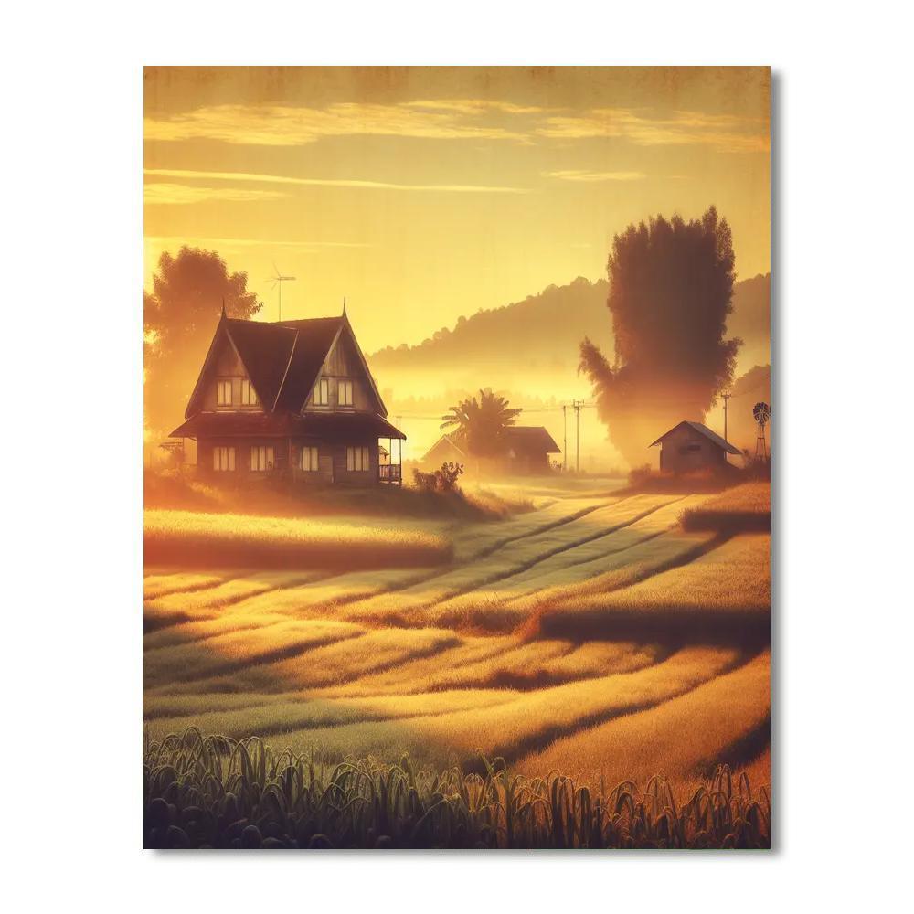 Rural Farmhouse Sunrise DIY Paint By Numbers