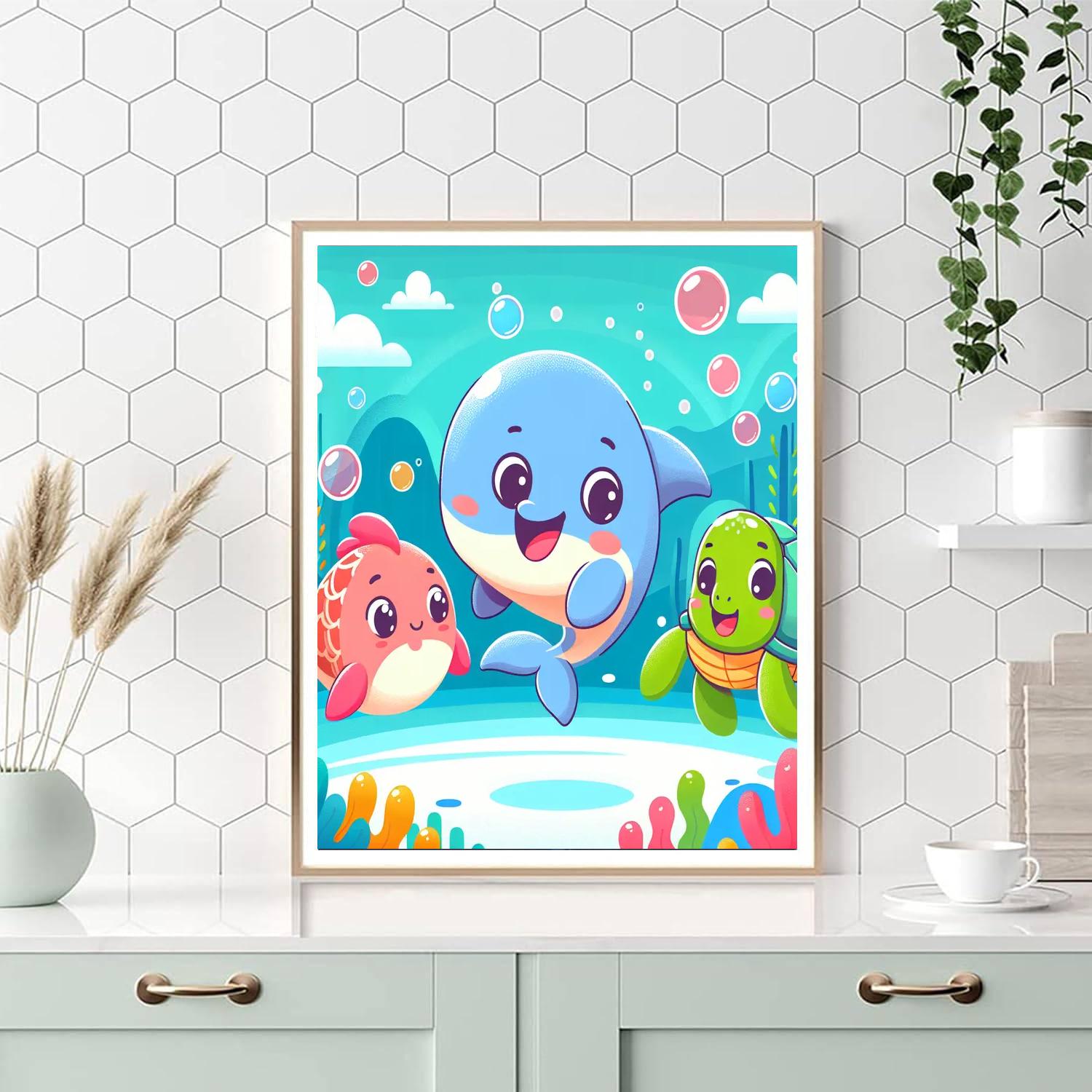 Happy Underwater Friends Number Painting