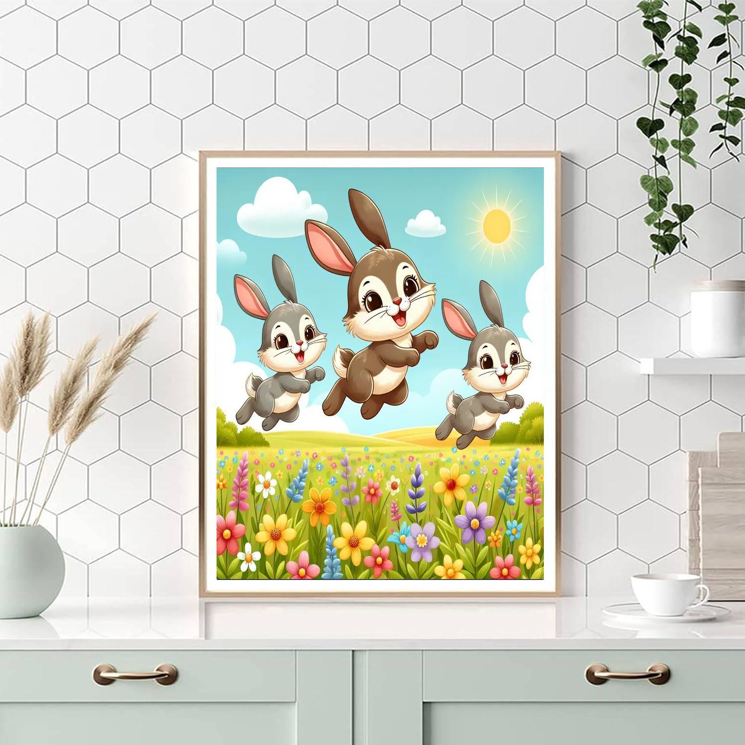 Jumpy Jackrabbits Paint By Numbers Art