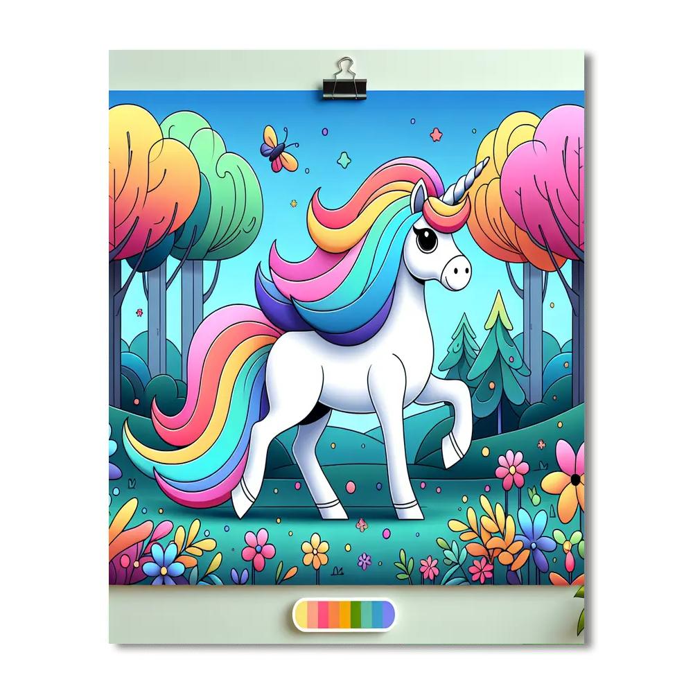 Dreamy Unicorn's Magical Forest Paint By Numbers Art
