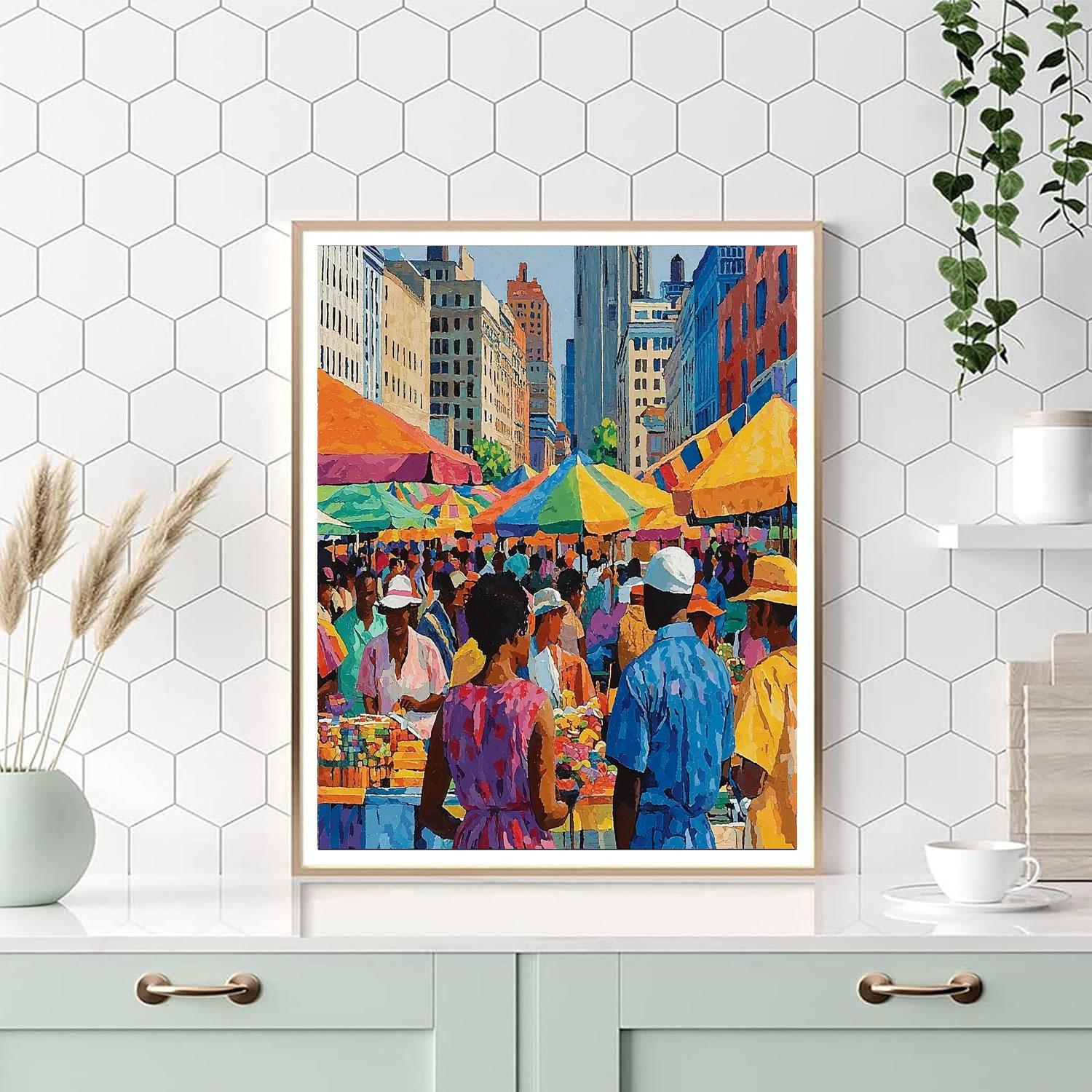 Kehinde Wiley Inspired Vibrant Urban Market  Paint By Numbers