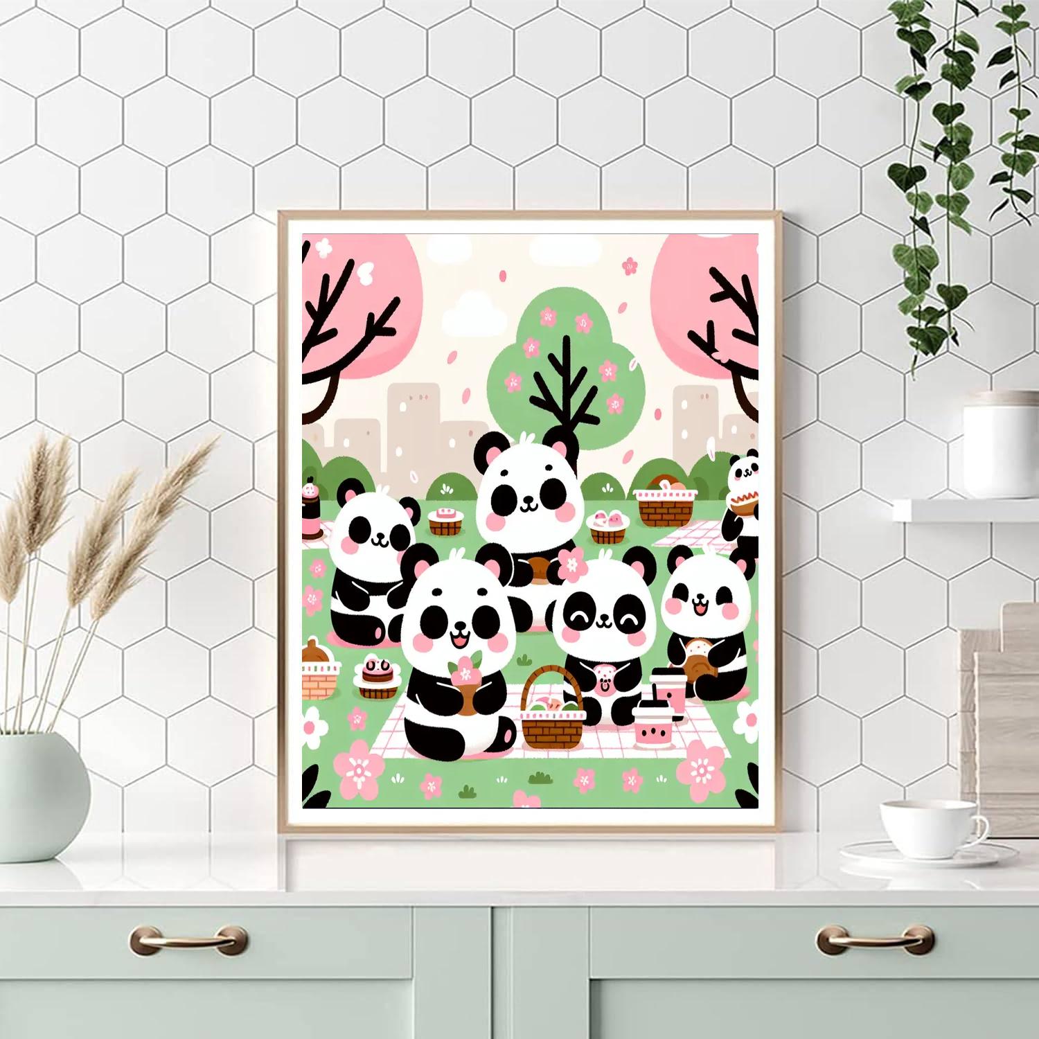 Panda Picnic In The Park Painting By Numbers Kit