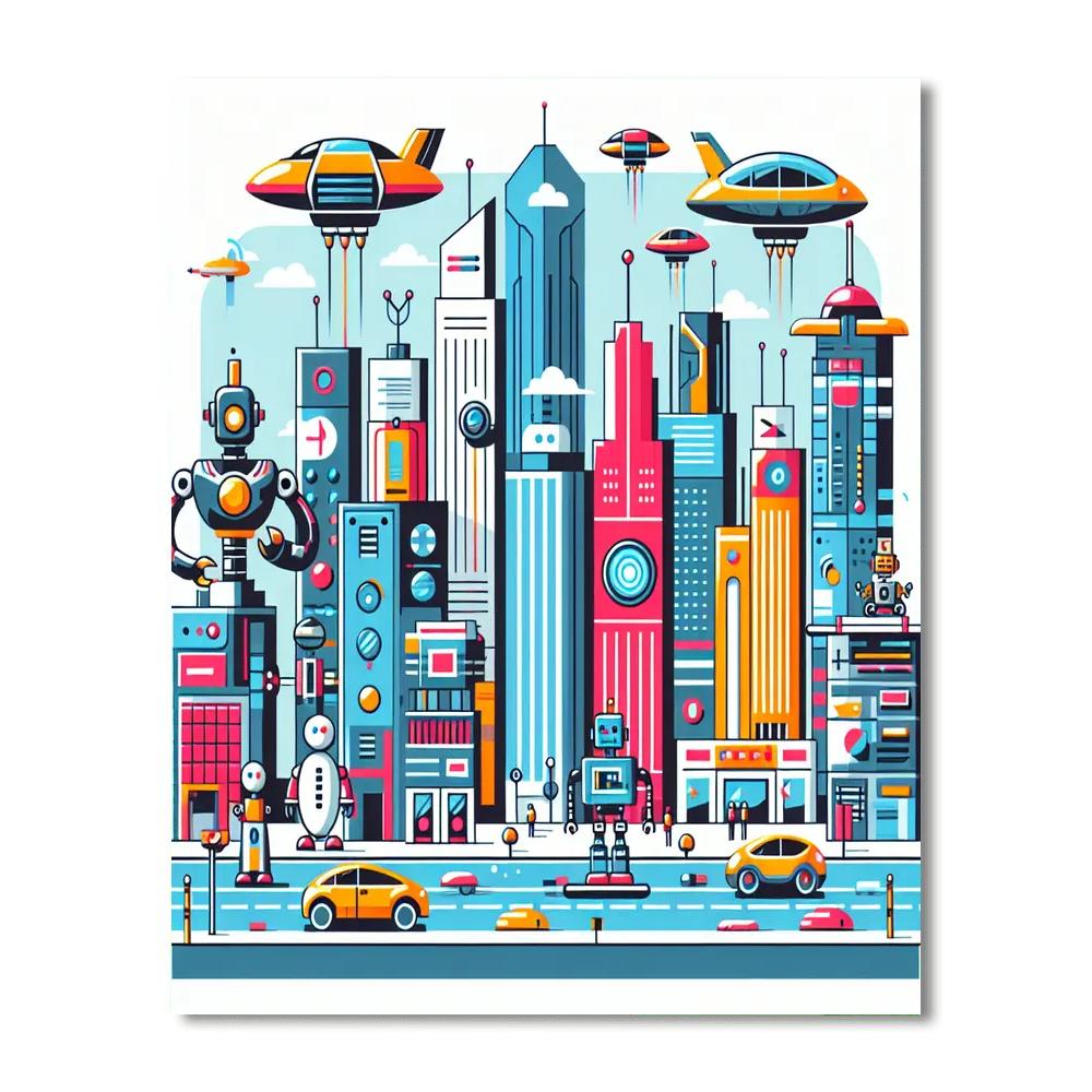 Robo Tech Cityscape Painting Number Kit