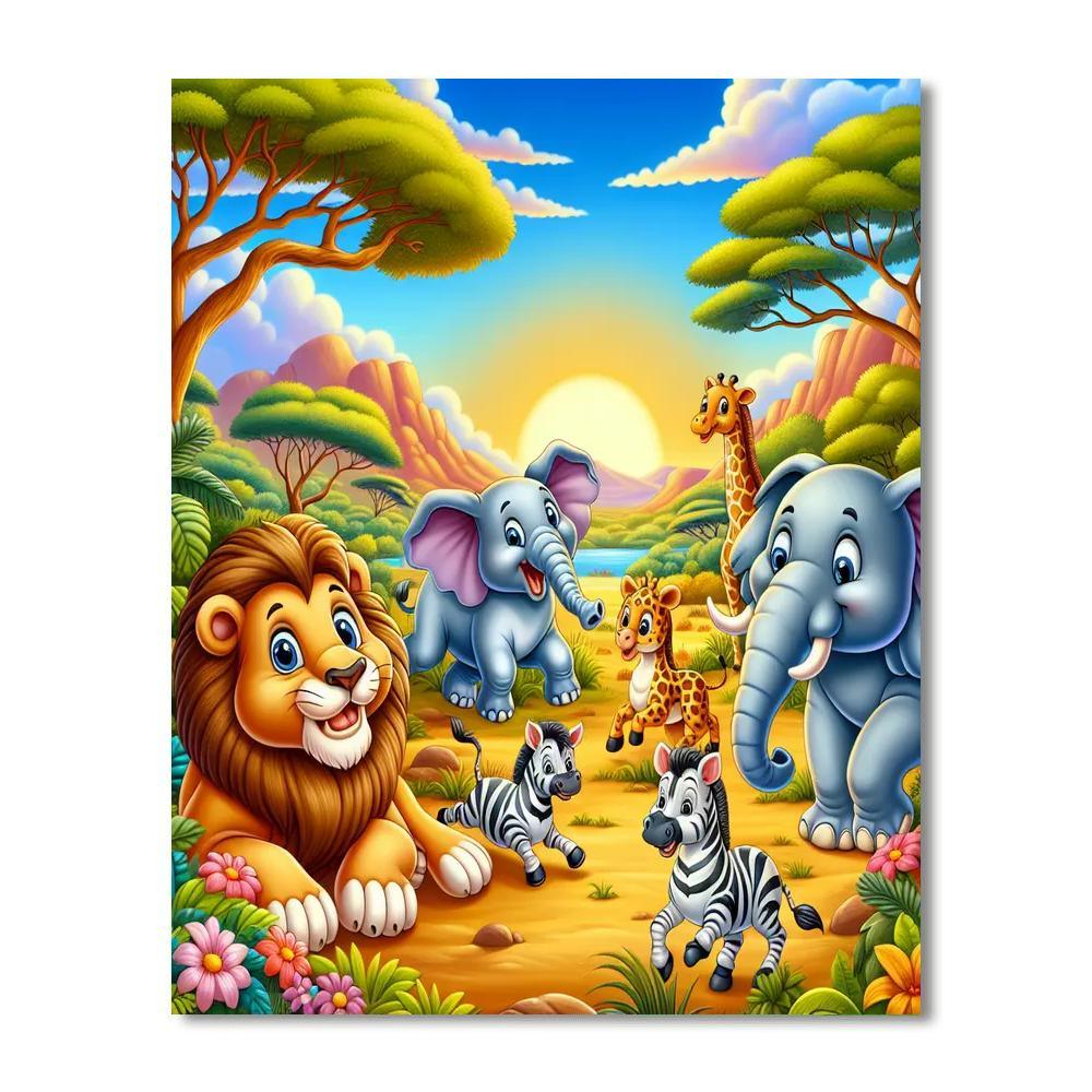 Rainbow Safari For Kids Numbered Painting Kits