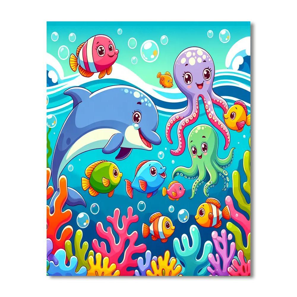 Cheerful Underwater Exploration Painting By Numbers Kit