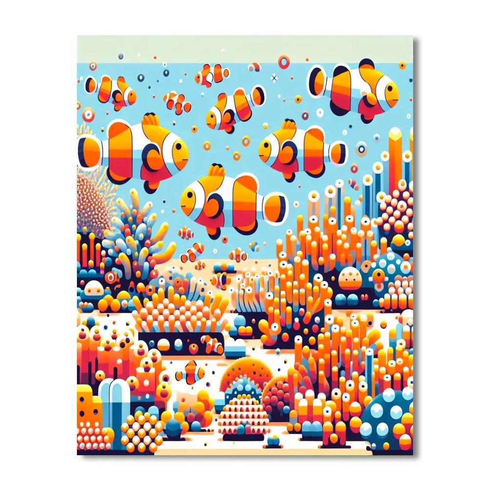 Cheerful Clown Fish School Painting Number Kit