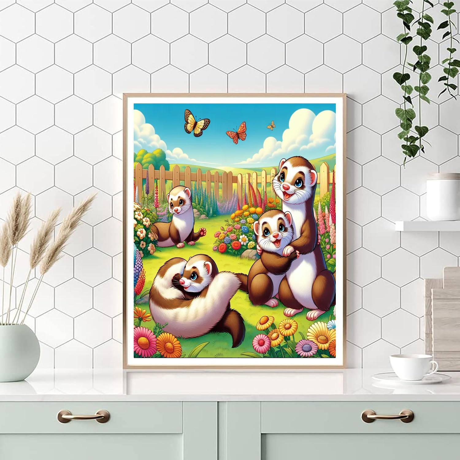 Friendly Ferrets Paint By Numbers Art