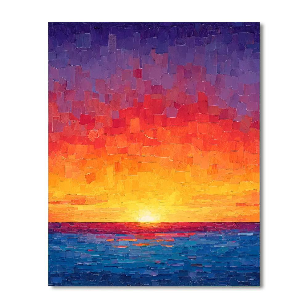 Georges Seurat Inspired Radiant Horizon Abstract  Number Painting