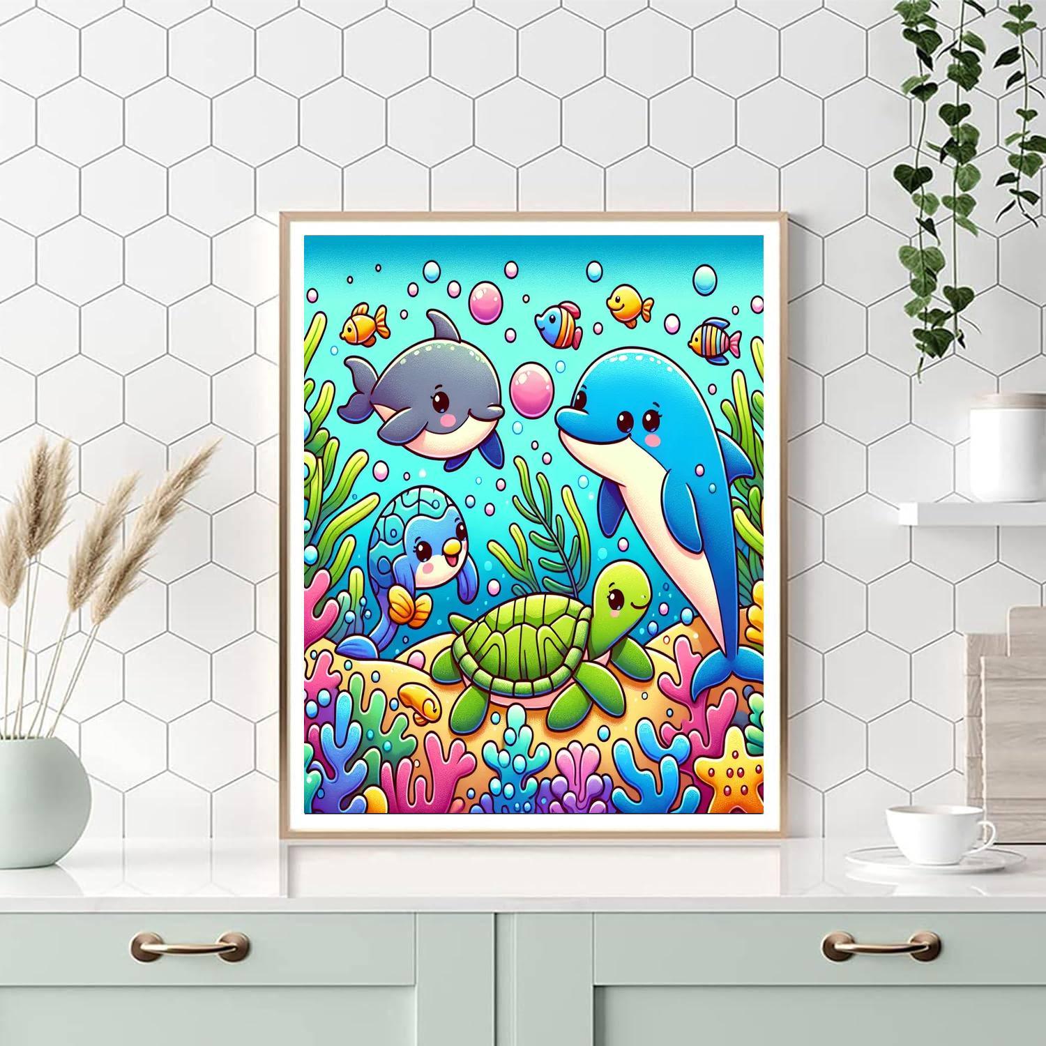Cheerful Underwater Adventure Numbered Painting Kits