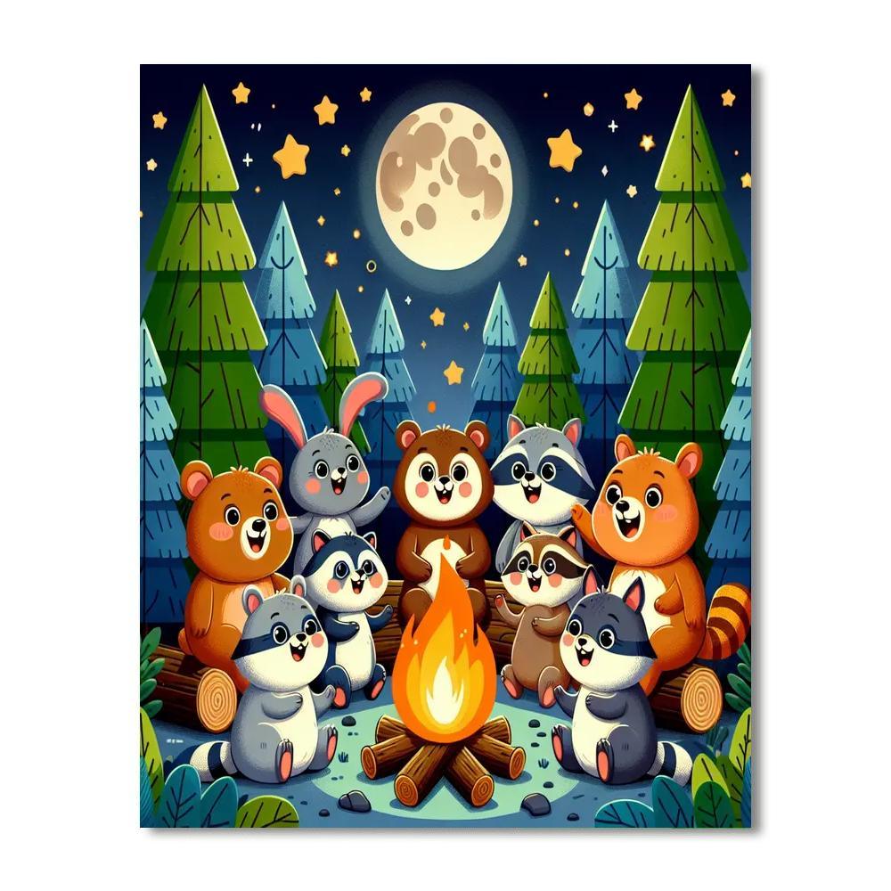 Happy Animal Campout Paint By Number