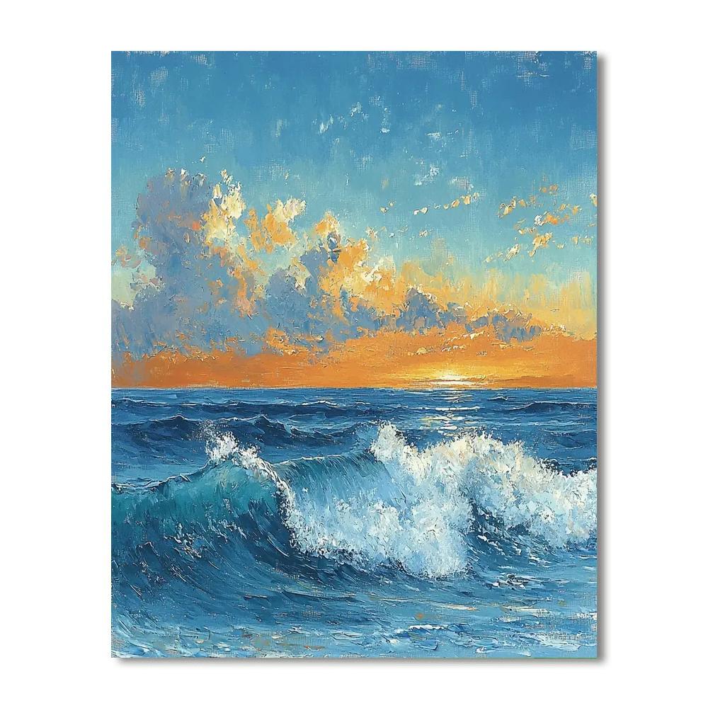Homer Inspired Dramatic Ocean Horizon  Number Painting