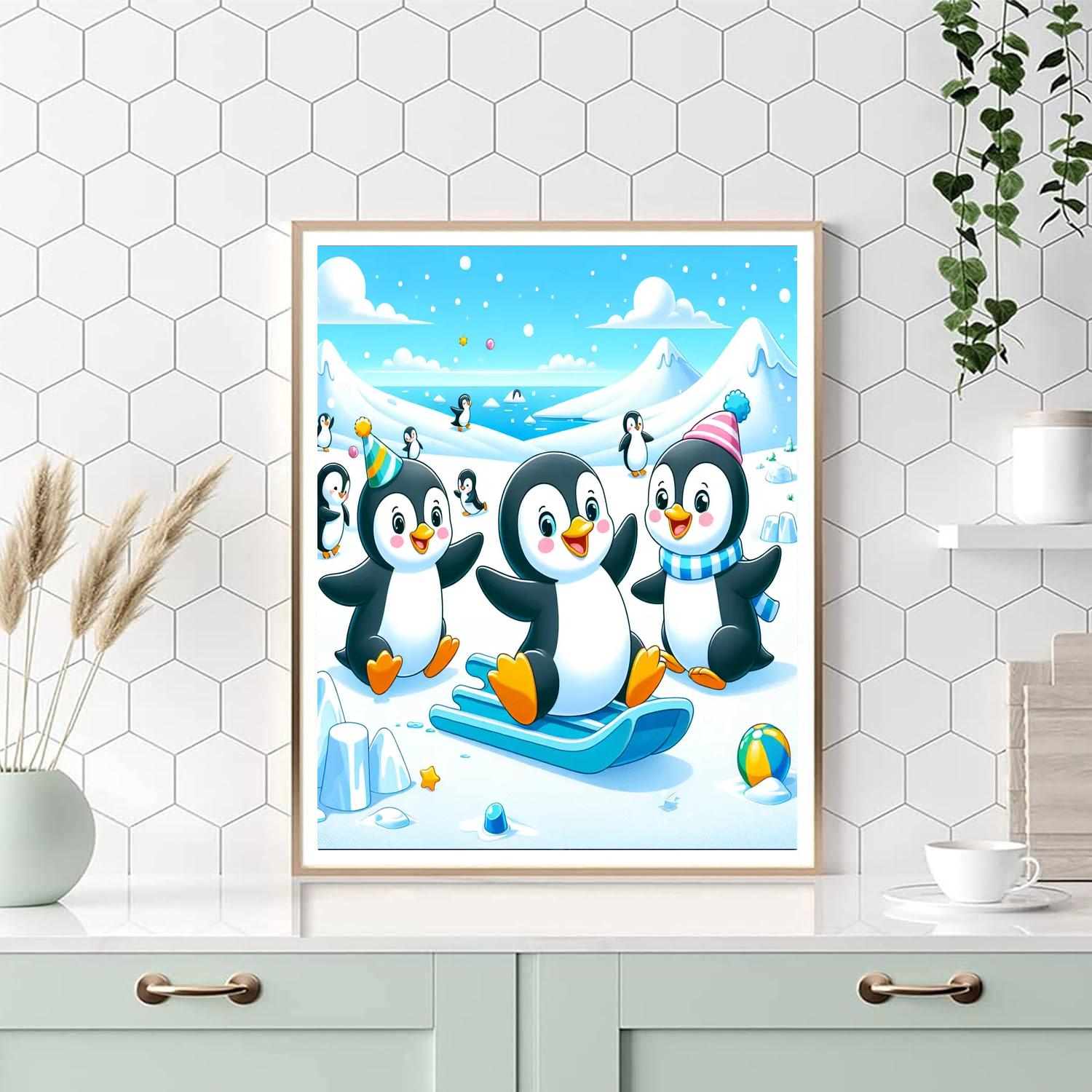 Frosty Fun Penguin Party Painting Number Kit