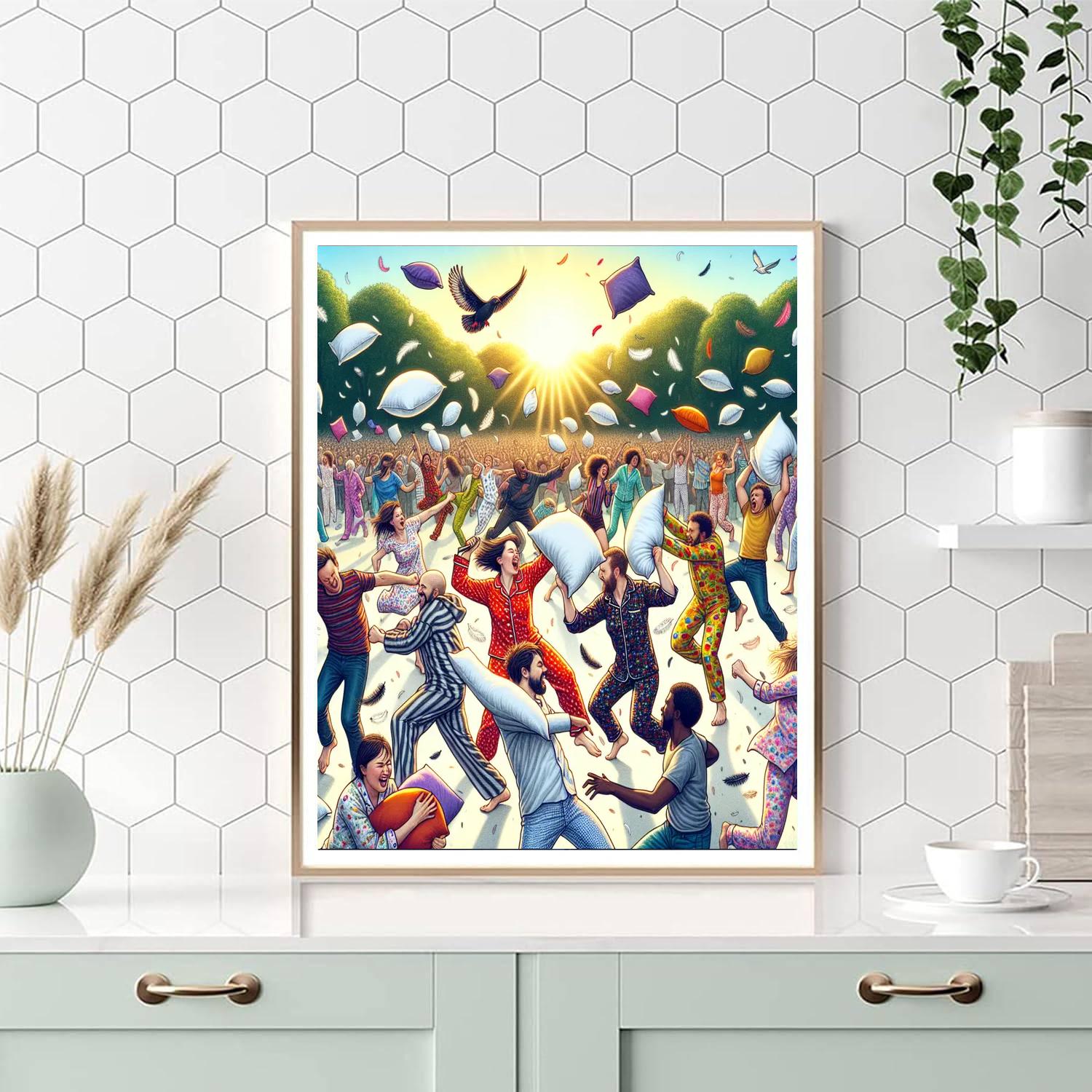 Pillow Fight Day - Various Locations Paint By Numbers Kits