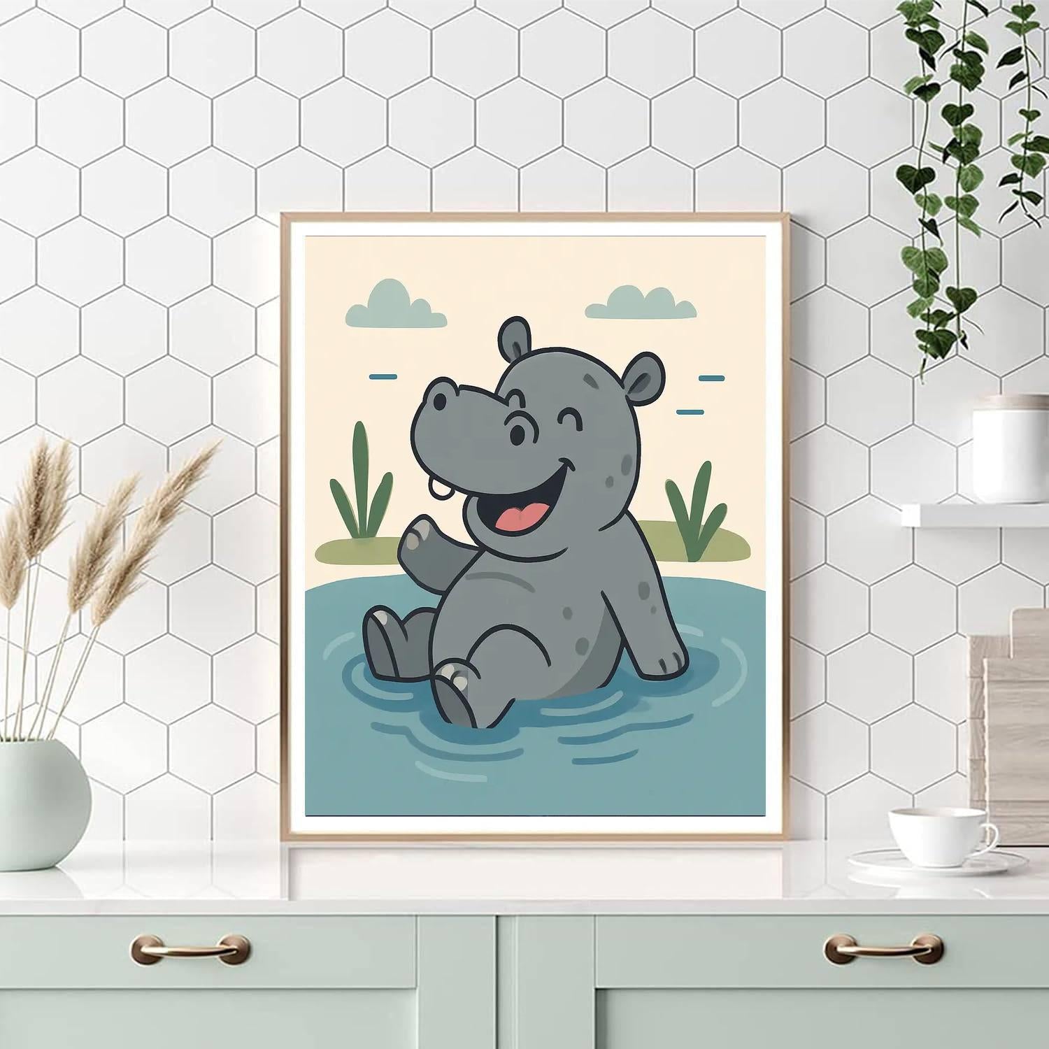 Happy Hippo's River Day DIY Paint By Numbers