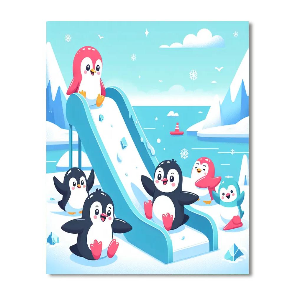 Polar Playground Penguins Painting Number Kit