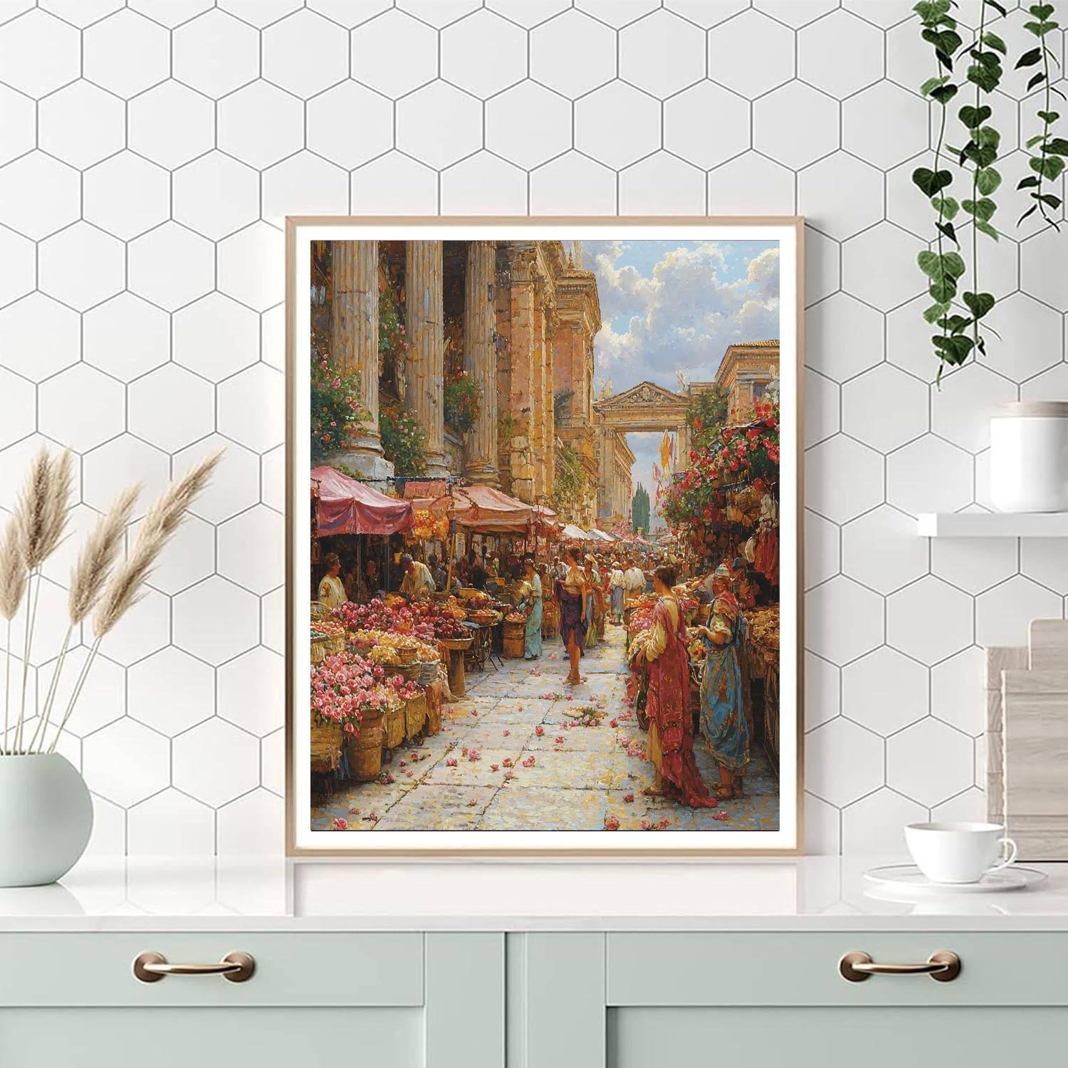 Lawrence Alma-Tadema Inspired Ancient Roman Marketplace  Painting By Numbers Kit