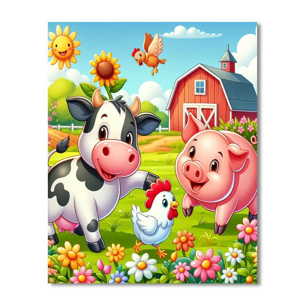 Joyful Farm Fun Paint By Numbers Art